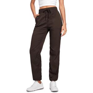 imageCRZ YOGA Lightweight Straight Leg Workout Pants for Women Casual Ruched Work Gym Athletic Joggers with PocketsHot Fudge Brown