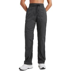 imageCRZ YOGA Lightweight Straight Leg Workout Pants for Women Casual Ruched Work Gym Athletic Joggers with PocketsInk Gray