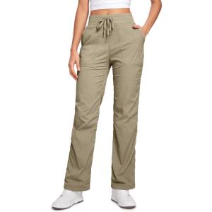 imageCRZ YOGA Lightweight Straight Leg Workout Pants for Women Casual Ruched Work Gym Athletic Joggers with PocketsKhali Barley