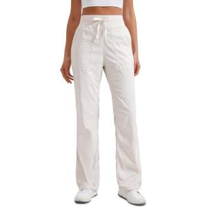 imageCRZ YOGA Lightweight Straight Leg Workout Pants for Women Casual Ruched Work Gym Athletic Joggers with PocketsMilky White Bone