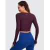 imageCRZ YOGA Butterluxe Long Sleeve Crop Tops for Women Slim Fit Workout Shirts Cropped Athletic Gym TShirtsDeep Purple
