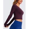imageCRZ YOGA Butterluxe Long Sleeve Crop Tops for Women Slim Fit Workout Shirts Cropped Athletic Gym TShirtsDeep Purple