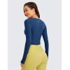 imageCRZ YOGA Butterluxe Long Sleeve Crop Tops for Women Slim Fit Workout Shirts Cropped Athletic Gym TShirtsFrench Navy