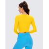imageCRZ YOGA Butterluxe Long Sleeve Crop Tops for Women Slim Fit Workout Shirts Cropped Athletic Gym TShirtsHigh Visibility Yellow