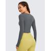 imageCRZ YOGA Butterluxe Long Sleeve Crop Tops for Women Slim Fit Workout Shirts Cropped Athletic Gym TShirtsLava Smoke Grey