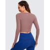 imageCRZ YOGA Butterluxe Long Sleeve Crop Tops for Women Slim Fit Workout Shirts Cropped Athletic Gym TShirtsMauve