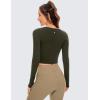 imageCRZ YOGA Butterluxe Long Sleeve Crop Tops for Women Slim Fit Workout Shirts Cropped Athletic Gym TShirtsOlive Green