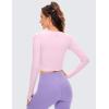 imageCRZ YOGA Butterluxe Long Sleeve Crop Tops for Women Slim Fit Workout Shirts Cropped Athletic Gym TShirtsPink Peony