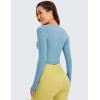 imageCRZ YOGA Butterluxe Long Sleeve Crop Tops for Women Slim Fit Workout Shirts Cropped Athletic Gym TShirtsPure Blue