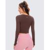 imageCRZ YOGA Butterluxe Long Sleeve Crop Tops for Women Slim Fit Workout Shirts Cropped Athletic Gym TShirtsTaupe