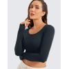 imageCRZ YOGA Butterluxe Long Sleeve Crop Tops for Women Slim Fit Workout Shirts Cropped Athletic Gym TShirtsTrue Navy
