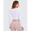 imageCRZ YOGA Butterluxe Long Sleeve Crop Tops for Women Slim Fit Workout Shirts Cropped Athletic Gym TShirtsWhite