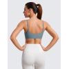 imageCRZ YOGA Womens Butterluxe Adjustable Spaghetti Strap Sports Bra  Scoop Neck Wireless Padded Yoga Workout Crop TopBelgian Blue