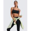 imageCRZ YOGA Womens Butterluxe Adjustable Spaghetti Strap Sports Bra  Scoop Neck Wireless Padded Yoga Workout Crop TopDark Grey Camouflage 2