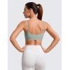 imageCRZ YOGA Womens Butterluxe Adjustable Spaghetti Strap Sports Bra  Scoop Neck Wireless Padded Yoga Workout Crop TopGreen Palm Court