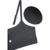 imageCRZ YOGA Womens Butterluxe Adjustable Spaghetti Strap Sports Bra  Scoop Neck Wireless Padded Yoga Workout Crop TopMelanite