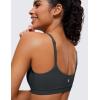 imageCRZ YOGA Womens Butterluxe Adjustable Spaghetti Strap Sports Bra  Scoop Neck Wireless Padded Yoga Workout Crop TopMelanite