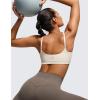 imageCRZ YOGA Womens Butterluxe Adjustable Spaghetti Strap Sports Bra  Scoop Neck Wireless Padded Yoga Workout Crop TopMojave Tan