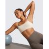 imageCRZ YOGA Womens Butterluxe Adjustable Spaghetti Strap Sports Bra  Scoop Neck Wireless Padded Yoga Workout Crop TopMojave Tan
