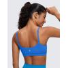 imageCRZ YOGA Womens Butterluxe Adjustable Spaghetti Strap Sports Bra  Scoop Neck Wireless Padded Yoga Workout Crop TopSparkle Blue