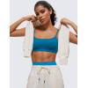 imageCRZ YOGA Womens Butterluxe Adjustable Spaghetti Strap Sports Bra  Scoop Neck Wireless Padded Yoga Workout Crop TopSupersonic Blue