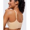 imageCRZ YOGA Womens Butterluxe Adjustable Spaghetti Strap Sports Bra  Scoop Neck Wireless Padded Yoga Workout Crop TopTan Milkshake