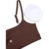 imageCRZ YOGA Womens Butterluxe Adjustable Spaghetti Strap Sports Bra  Scoop Neck Wireless Padded Yoga Workout Crop TopTaupe