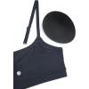 imageCRZ YOGA Womens Butterluxe Adjustable Spaghetti Strap Sports Bra  Scoop Neck Wireless Padded Yoga Workout Crop TopTrue Navy