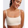 imageCRZ YOGA Womens Butterluxe Adjustable Spaghetti Strap Sports Bra  Scoop Neck Wireless Padded Yoga Workout Crop TopWhite Apricot