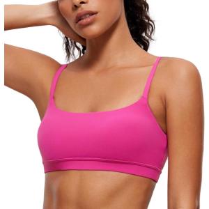imageCRZ YOGA Womens Butterluxe Adjustable Spaghetti Strap Sports Bra  Scoop Neck Wireless Padded Yoga Workout Crop TopHibiscus Purple