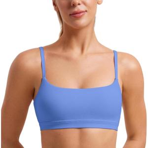 imageCRZ YOGA Womens Butterluxe Adjustable Spaghetti Strap Sports Bra  Scoop Neck Wireless Padded Yoga Workout Crop TopWild Indigo