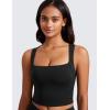 imageCRZ YOGA Butterluxe Womens Longline Square Neck Sports Bras  Basic Crop Tank Yoga Workout Tops with Built in PadsBlack