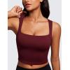 imageCRZ YOGA Butterluxe Womens Longline Square Neck Sports Bras  Basic Crop Tank Yoga Workout Tops with Built in PadsRed Merlot