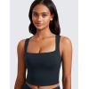imageCRZ YOGA Butterluxe Womens Longline Square Neck Sports Bras  Basic Crop Tank Yoga Workout Tops with Built in PadsTrue Navy