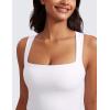 imageCRZ YOGA Butterluxe Womens Longline Square Neck Sports Bras  Basic Crop Tank Yoga Workout Tops with Built in PadsWhite
