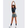 imageCRZ YOGA Running Shorts for Women High Waisted V Split for Gym Workout Athletic Track with Mesh Liner Quick DryGrey Sage
