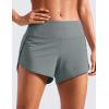 imageCRZ YOGA Running Shorts for Women High Waisted V Split for Gym Workout Athletic Track with Mesh Liner Quick DryGrey Sage
