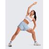 imageCRZ YOGA Running Shorts for Women High Waisted V Split for Gym Workout Athletic Track with Mesh Liner Quick DryThe Breeze Blue