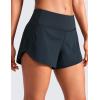 imageCRZ YOGA Running Shorts for Women High Waisted V Split for Gym Workout Athletic Track with Mesh Liner Quick DryTrue Navy
