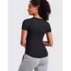 imageCRZ YOGA Womens Ribbed Modal Casual Short Sleeve Crew Neck Basic Shirts Going Out Soft Fitted Stretchy Athletic Workout TopsBlack