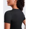 imageCRZ YOGA Womens Ribbed Modal Casual Short Sleeve Crew Neck Basic Shirts Going Out Soft Fitted Stretchy Athletic Workout TopsBlack