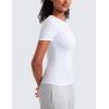 imageCRZ YOGA Womens Ribbed Modal Casual Short Sleeve Crew Neck Basic Shirts Going Out Soft Fitted Stretchy Athletic Workout TopsWhite