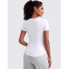 imageCRZ YOGA Womens Ribbed Modal Casual Short Sleeve Crew Neck Basic Shirts Going Out Soft Fitted Stretchy Athletic Workout TopsWhite