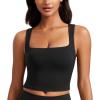 imageCRZ YOGA Butterluxe Womens Longline Square Neck Sports Bras  Basic Crop Tank Yoga Workout Tops with Built in PadsBlack
