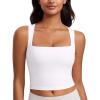 imageCRZ YOGA Butterluxe Womens Longline Square Neck Sports Bras  Basic Crop Tank Yoga Workout Tops with Built in PadsWhite