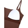 imageCRZ YOGA Butterlift Womens Scoop Neck Longline Sports Bra  U Back Adjustable Straps Workout Crop Tank Top with Built in PadsCoffee Brown