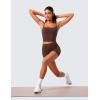 imageCRZ YOGA Butterlift Womens Scoop Neck Longline Sports Bra  U Back Adjustable Straps Workout Crop Tank Top with Built in PadsCoffee Brown