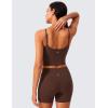 imageCRZ YOGA Butterlift Womens Scoop Neck Longline Sports Bra  U Back Adjustable Straps Workout Crop Tank Top with Built in PadsCoffee Brown