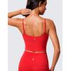 imageCRZ YOGA Butterlift Womens Scoop Neck Longline Sports Bra  U Back Adjustable Straps Workout Crop Tank Top with Built in PadsDeep Red