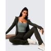 imageCRZ YOGA Butterlift Womens Scoop Neck Longline Sports Bra  U Back Adjustable Straps Workout Crop Tank Top with Built in PadsGrey Sage